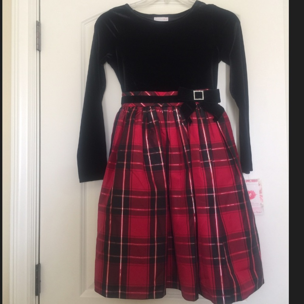 NWT Beautiful dress with velvet top size 12.